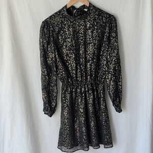 Cupcakes & Cashmere Black and Gold Leopard Mini Dress